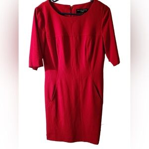 Tahari Vibrant Red Long Sleeve Dress